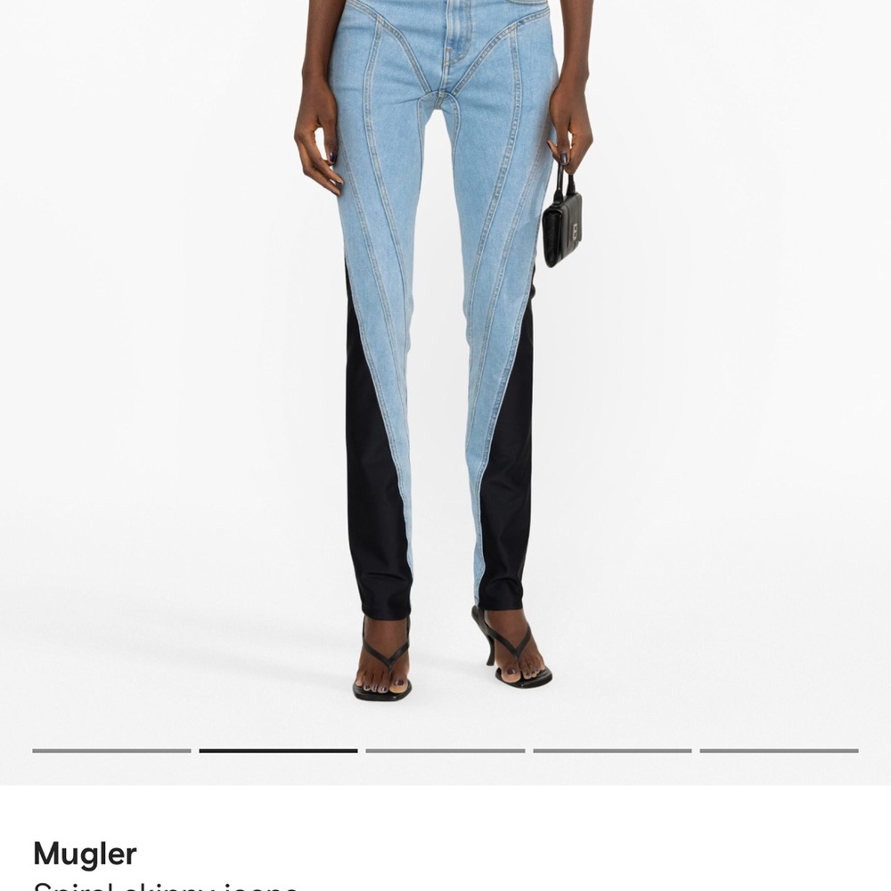 Mugler Stretch Jersey Trim Denim
Spiral skinny jeans Size 34 - Picture 8 of 9